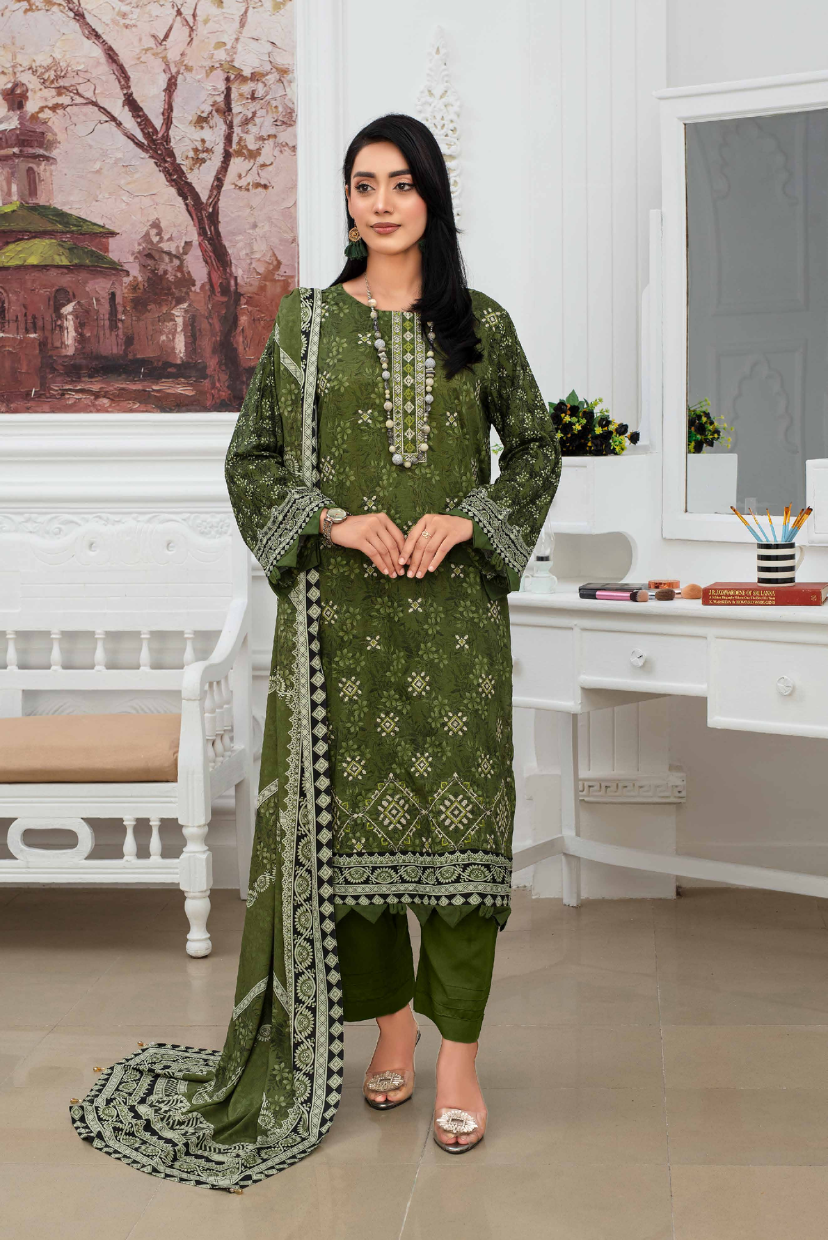 Graceful Charm – Embroidered Dora Linen 3PC Suit