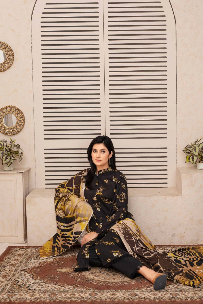 VOL II | Elegant Digital Printed Slub Linen 3-Piece Suit