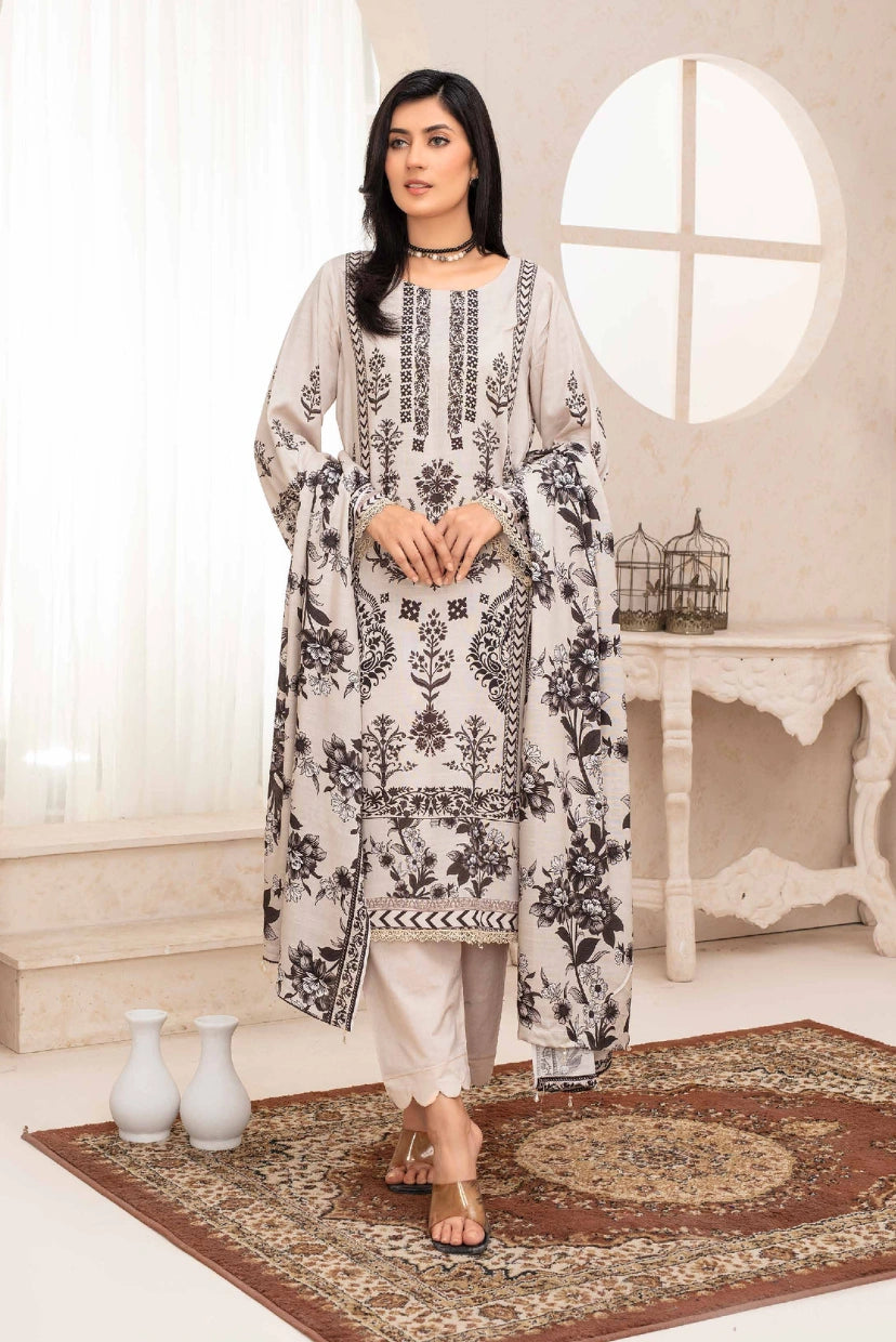 Elegant Digital Printed Slub Linen 3-Piece Suit