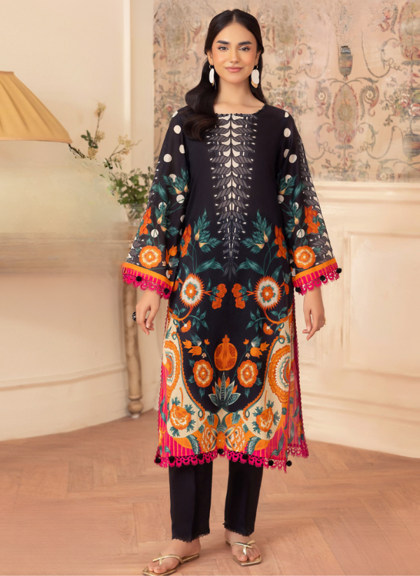 Modern Black Kurta with Festive Detailing