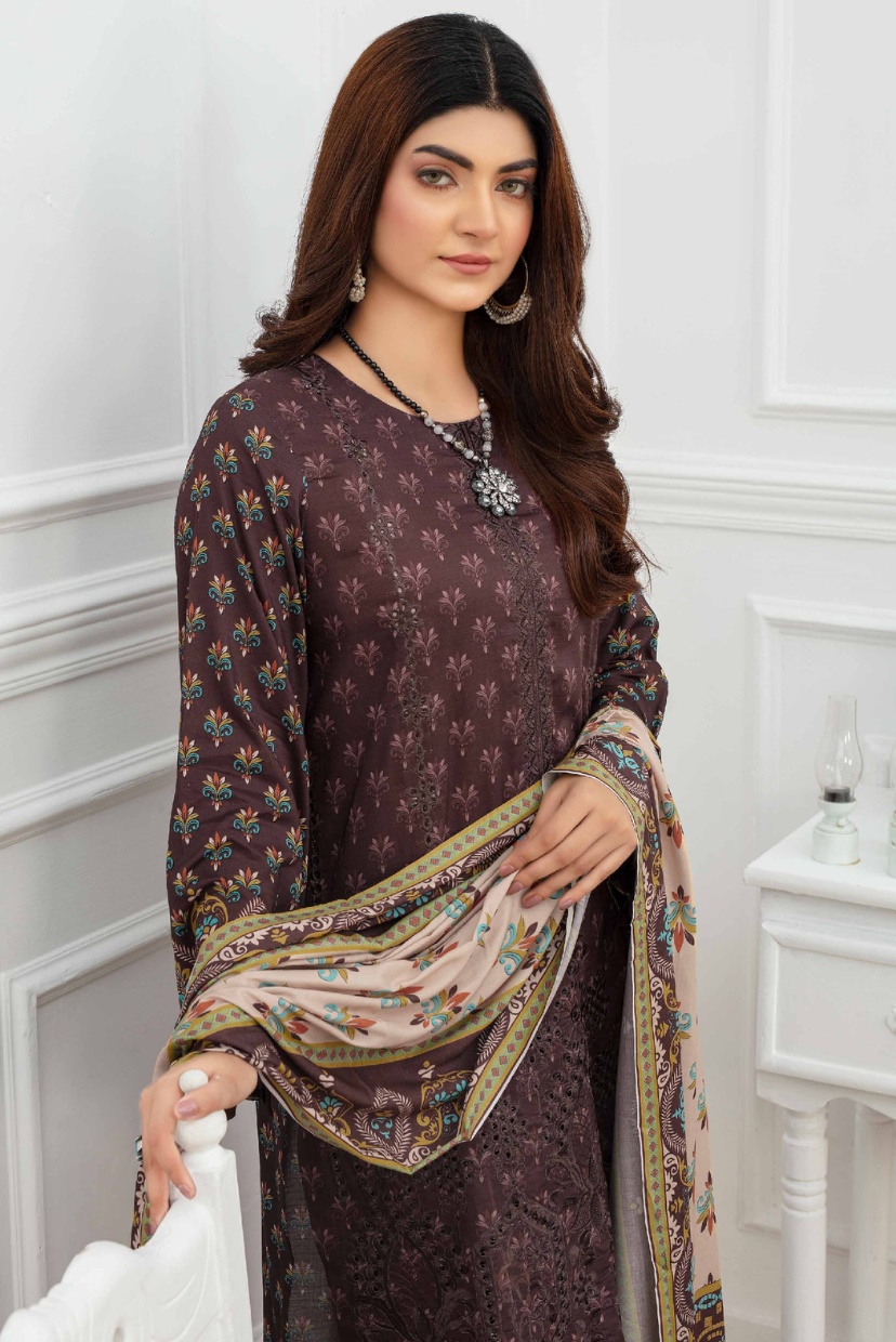 Graceful Charm | Embroidered Dora Linen 3PC Suit