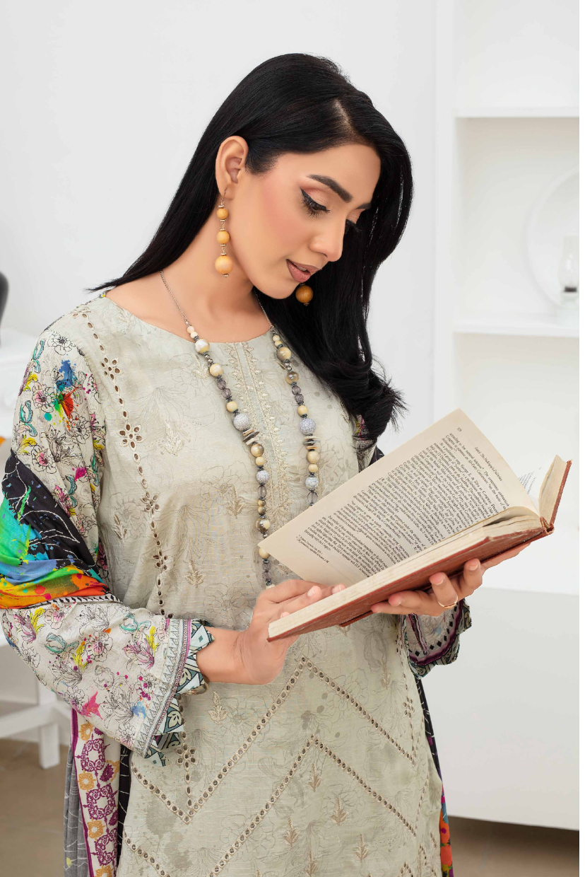 Graceful | Embroidered Dora Linen 3PC Suit