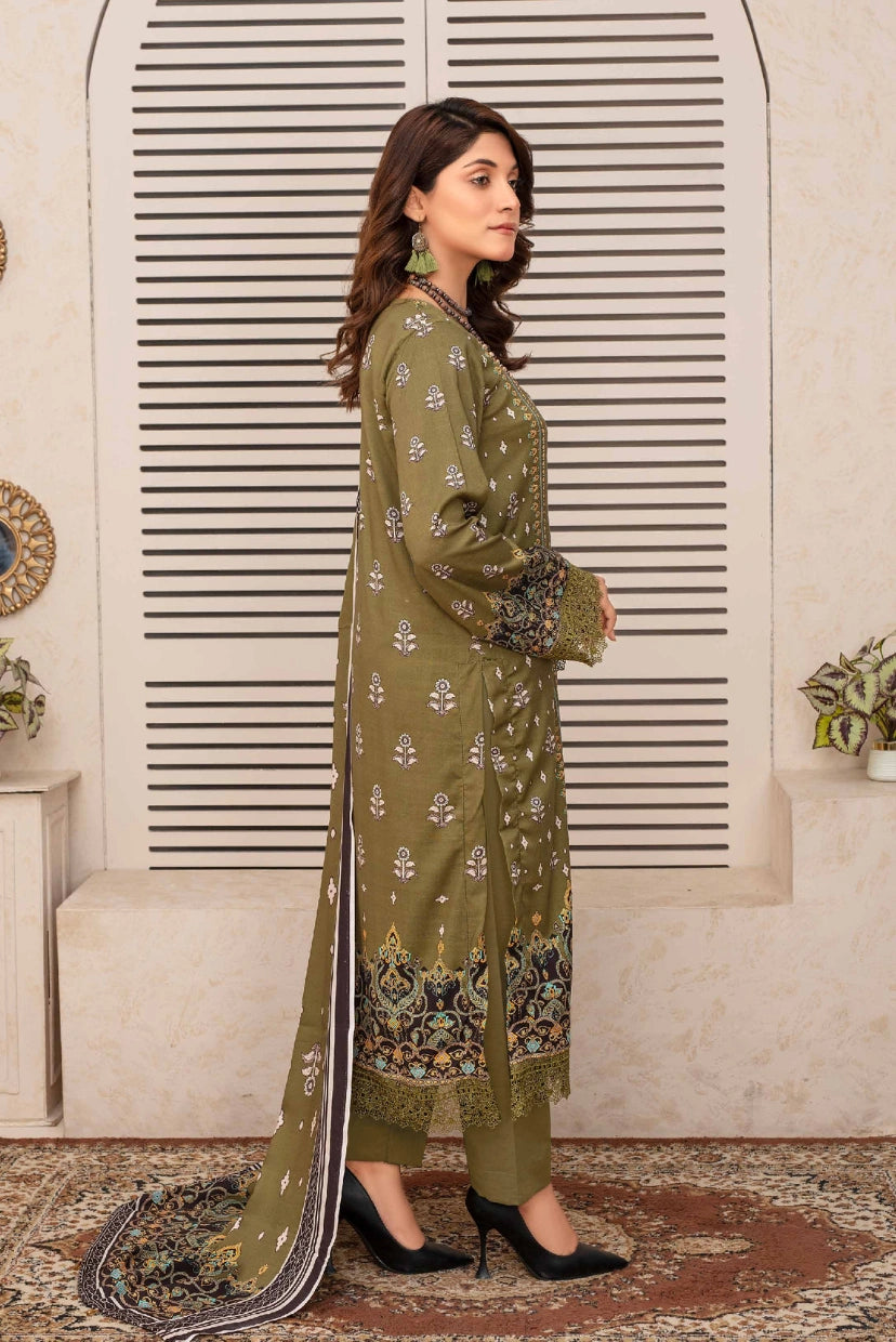 Premium Digital Printed Slub Linen 3-Piece Suit