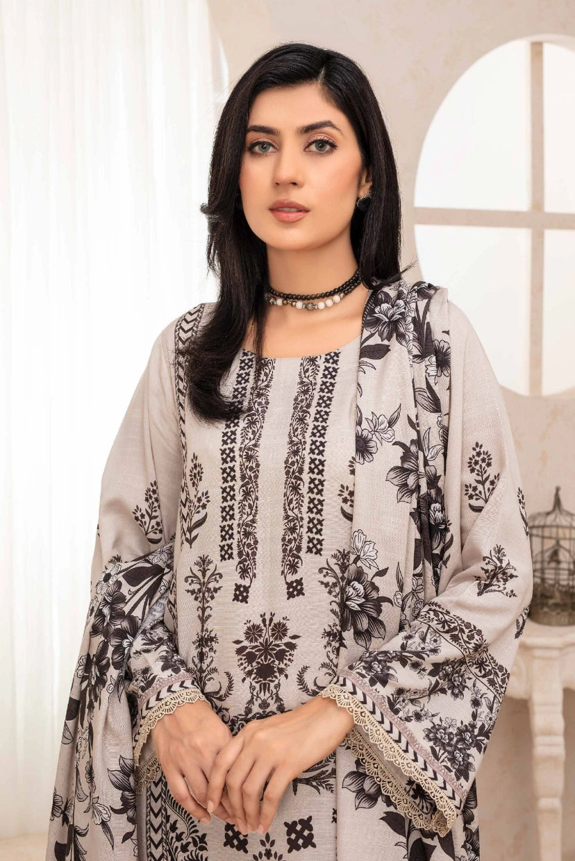 Elegant Digital Printed Slub Linen 3-Piece Suit