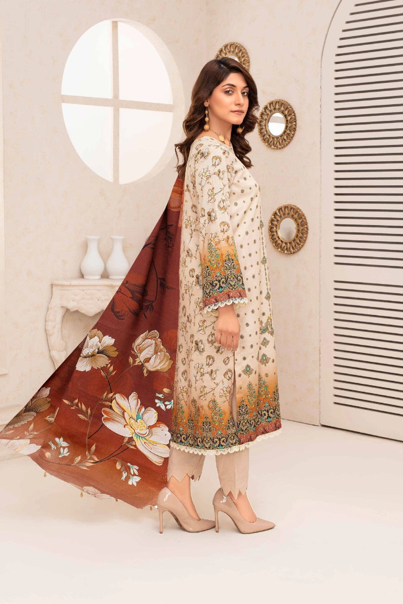 VOL II | Elegant Digital Printed Slub Linen 3-Piece Suit