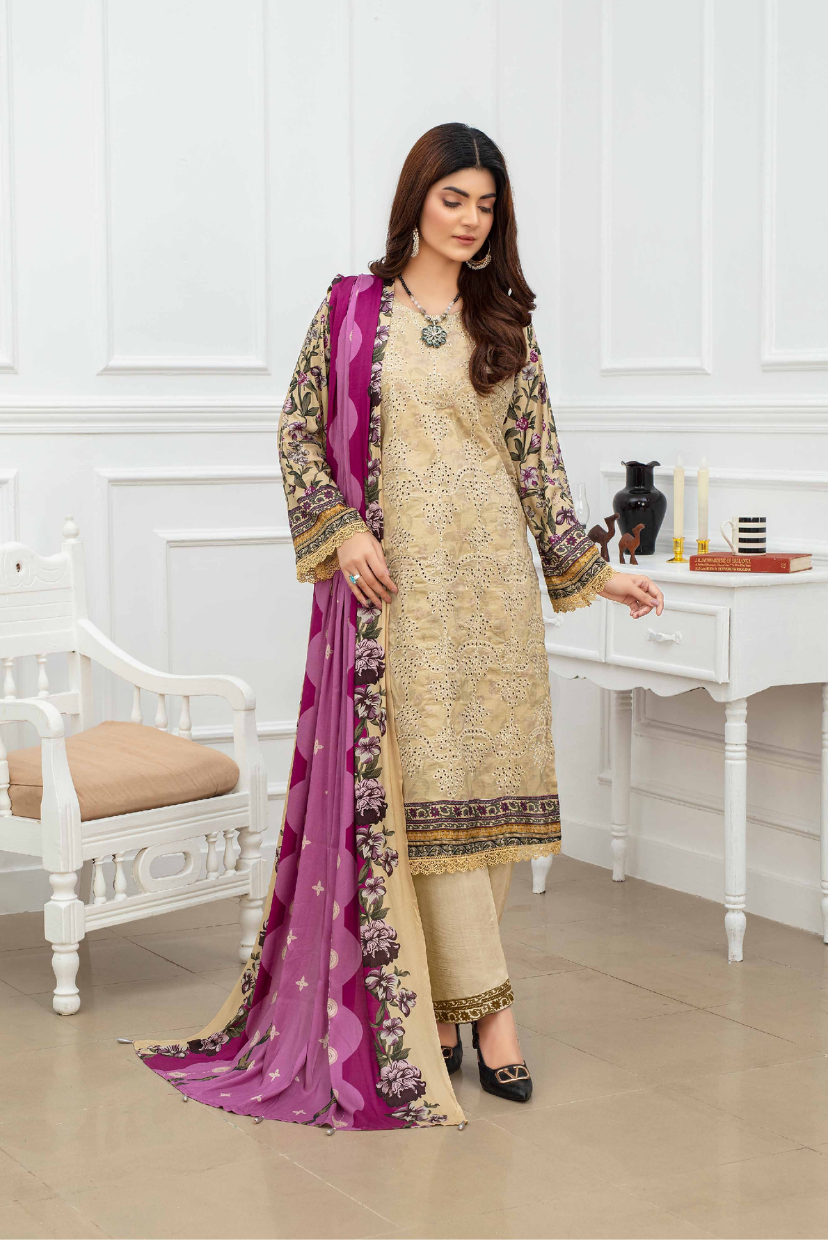 Emerald Elegance | 3PC Embroidered Dora Linen Suit