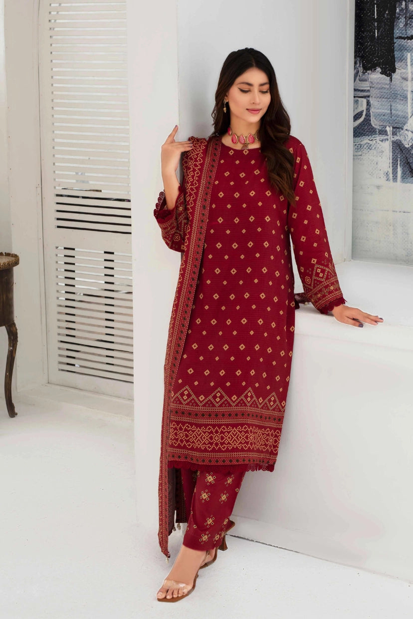 Rosy Radiance – Unstitched Viscose Lawn Set