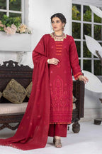 Maroon Premium Khaddar Embroidered 3-Piece Suit
