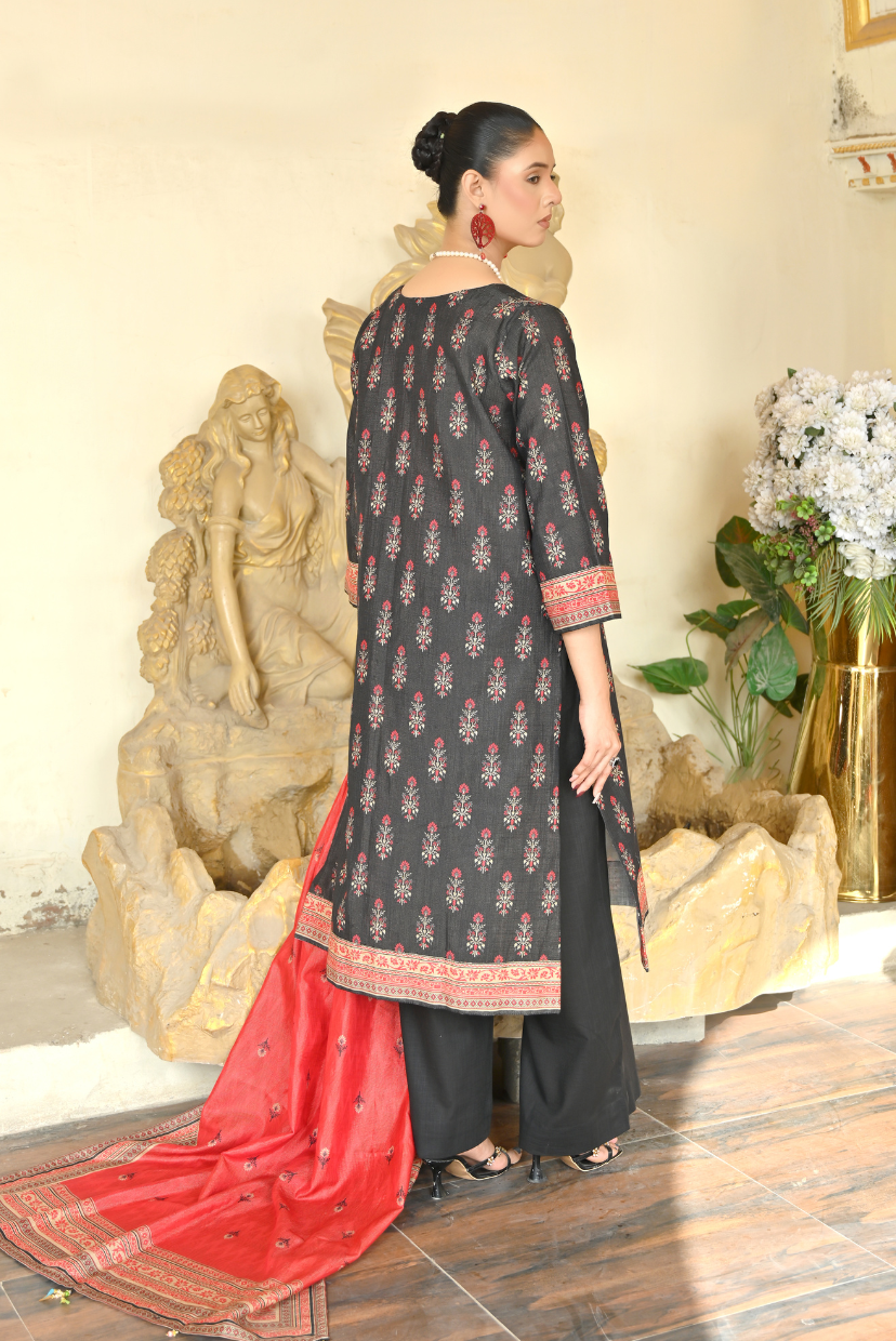 Black Rose 3-Piece Masoori Khaddar Suit