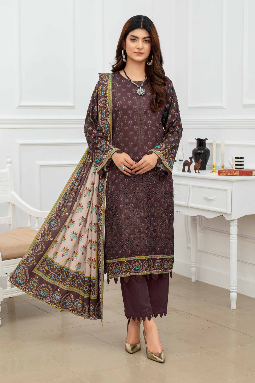 Graceful Charm | Embroidered Dora Linen 3PC Suit