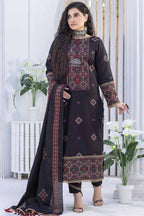 Black Premium Khaddar Embroidered 3-Piece Suit