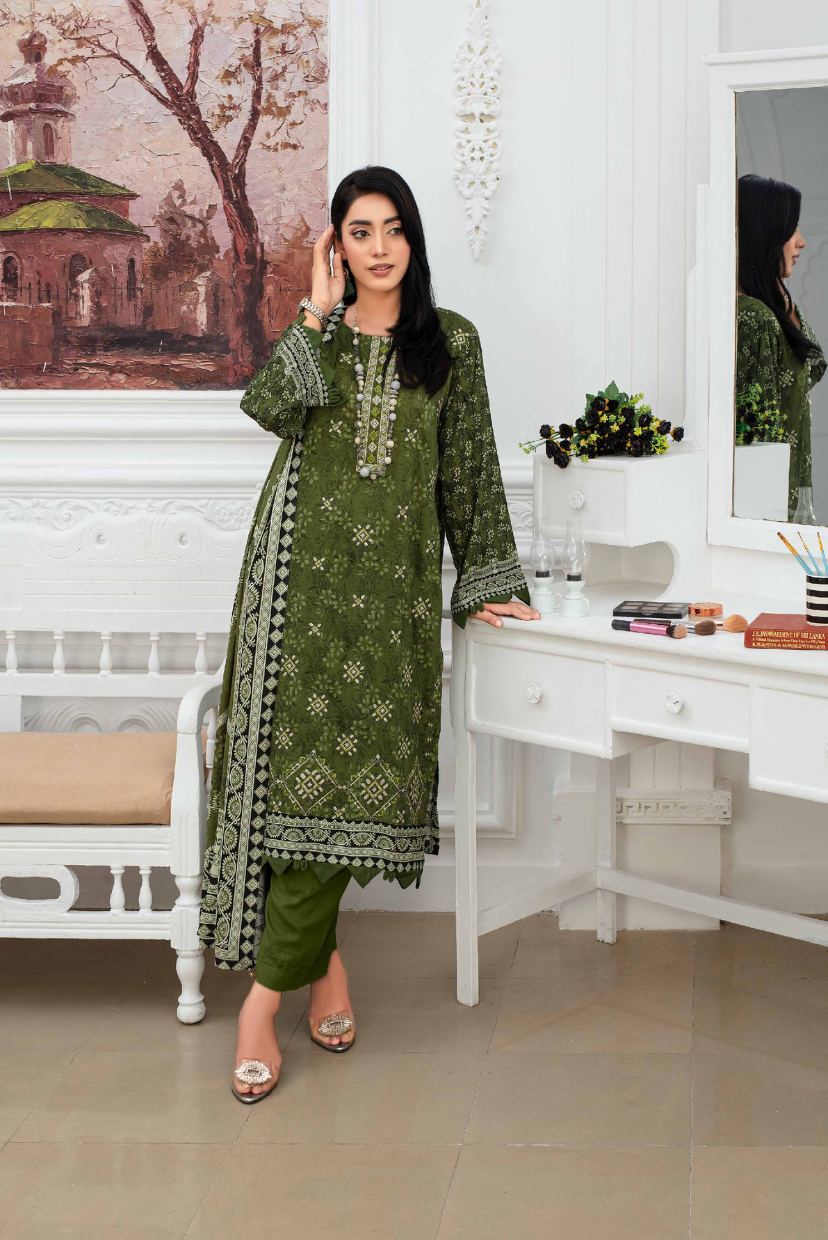 Graceful Charm – Embroidered Dora Linen 3PC Suit