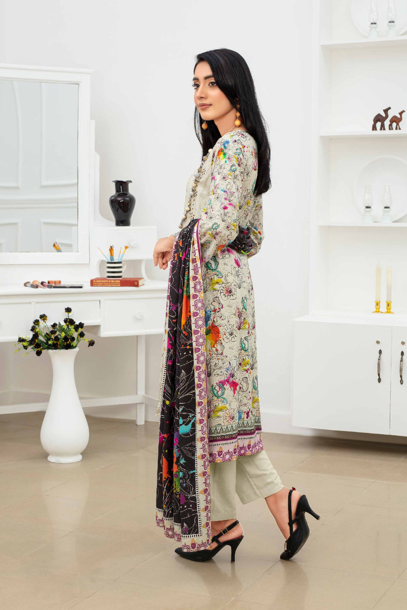 Graceful | Embroidered Dora Linen 3PC Suit