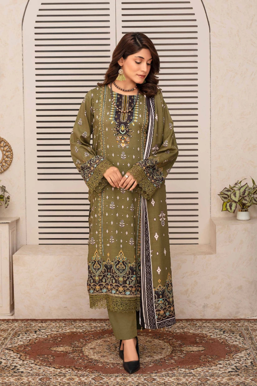 Premium Digital Printed Slub Linen 3-Piece Suit