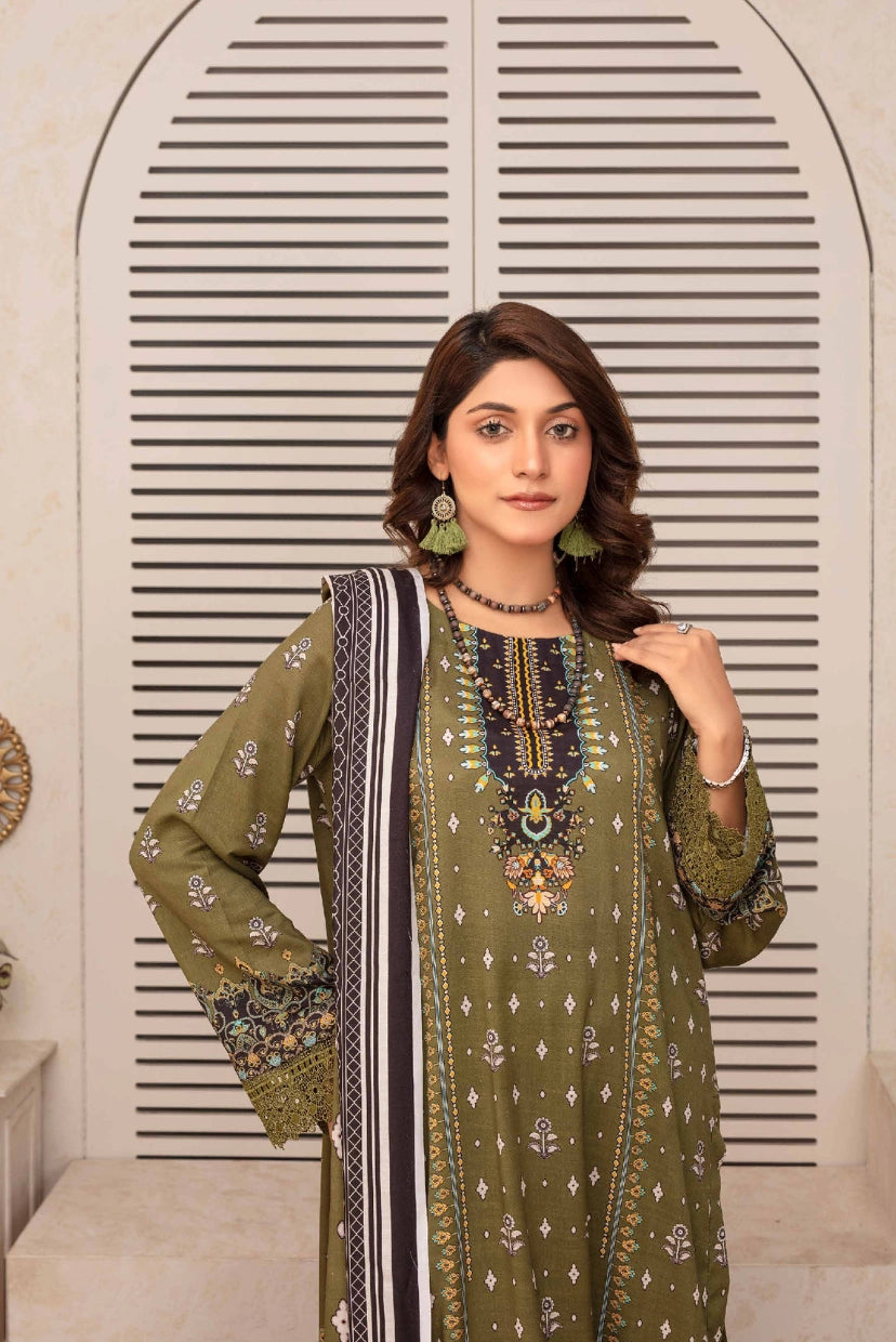 Premium Digital Printed Slub Linen 3-Piece Suit