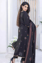 Black Premium Khaddar Embroidered 3-Piece Suit