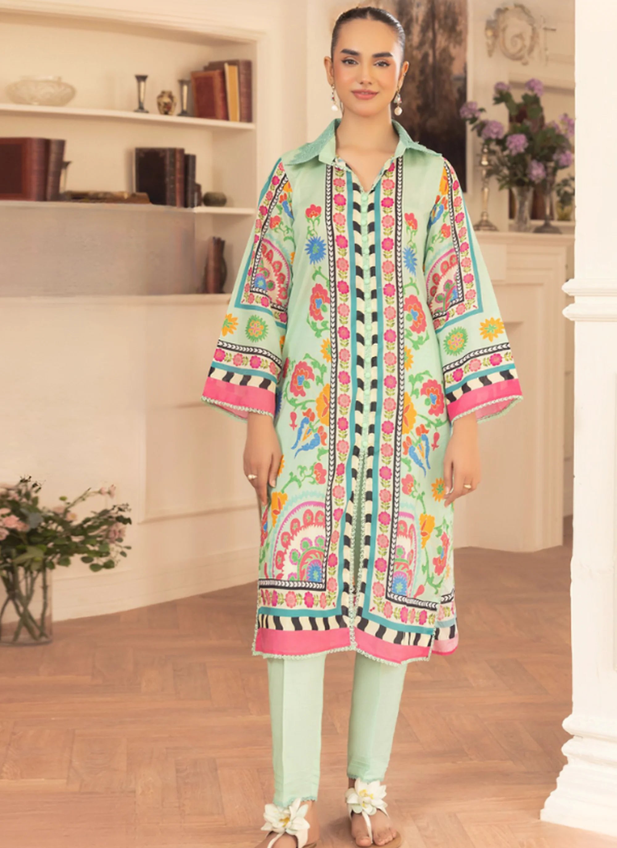 Mint Garden Bloom – Digital Printed 2-Piece