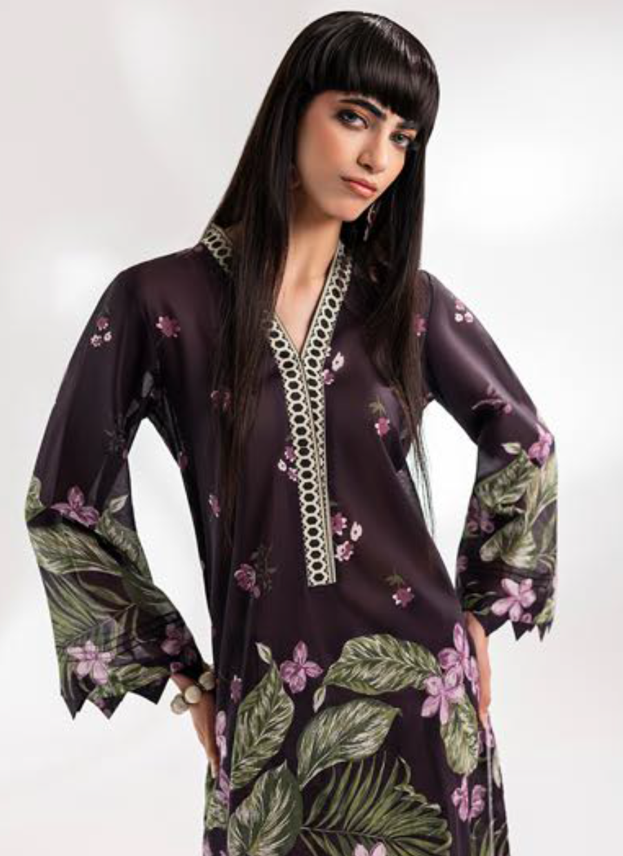 Black Floral Printed Two-Piece Suit