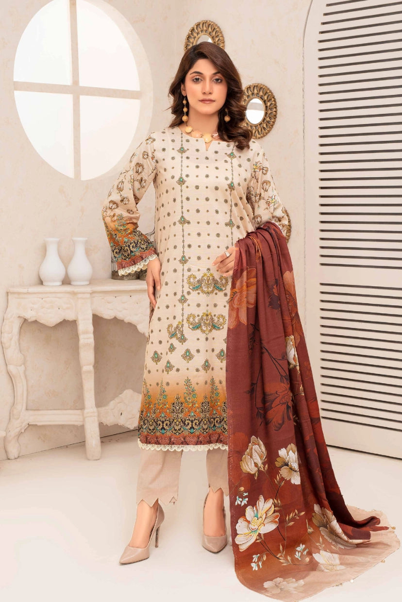 VOL II | Elegant Digital Printed Slub Linen 3-Piece Suit