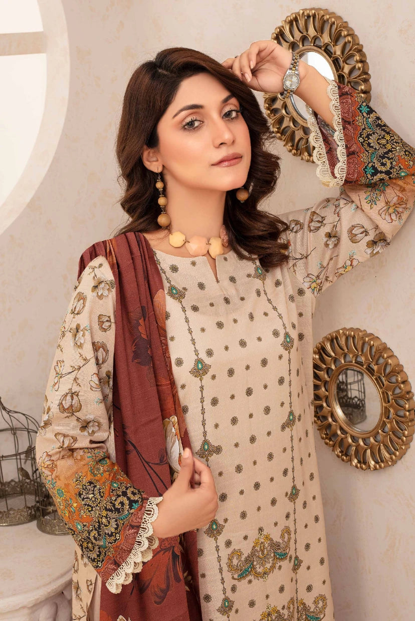 VOL II | Elegant Digital Printed Slub Linen 3-Piece Suit