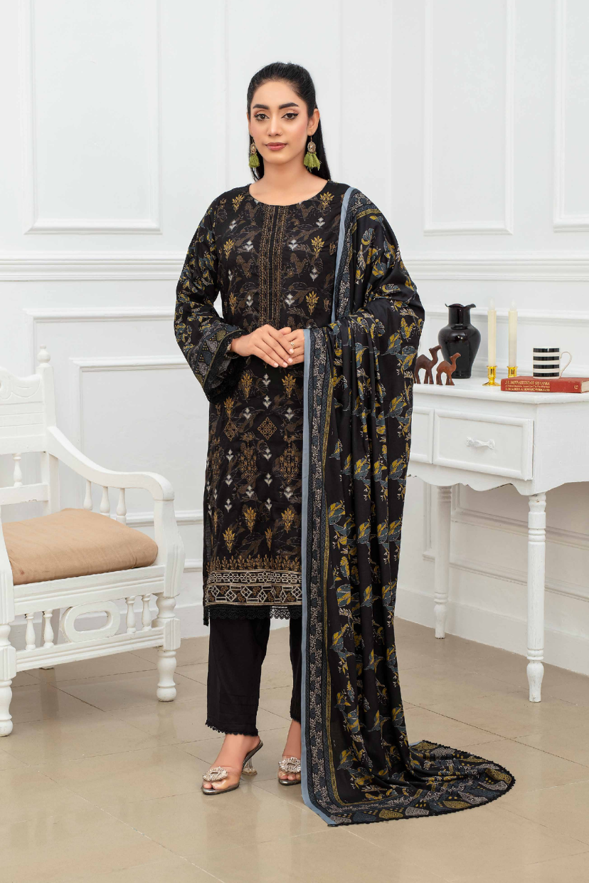 Floral Whispers | Digital Print Linen Suit with Embroidery