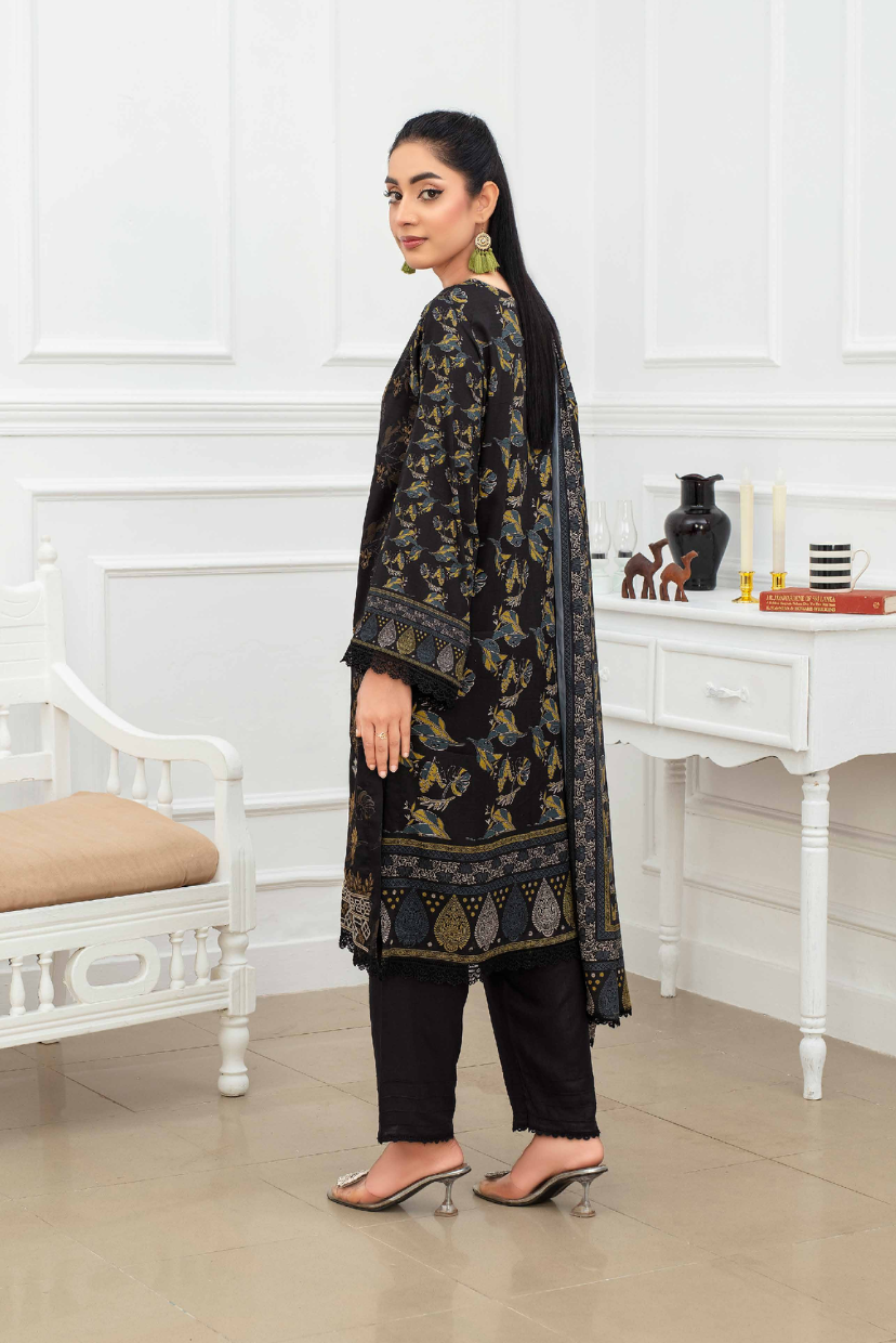 Floral Whispers | Digital Print Linen Suit with Embroidery