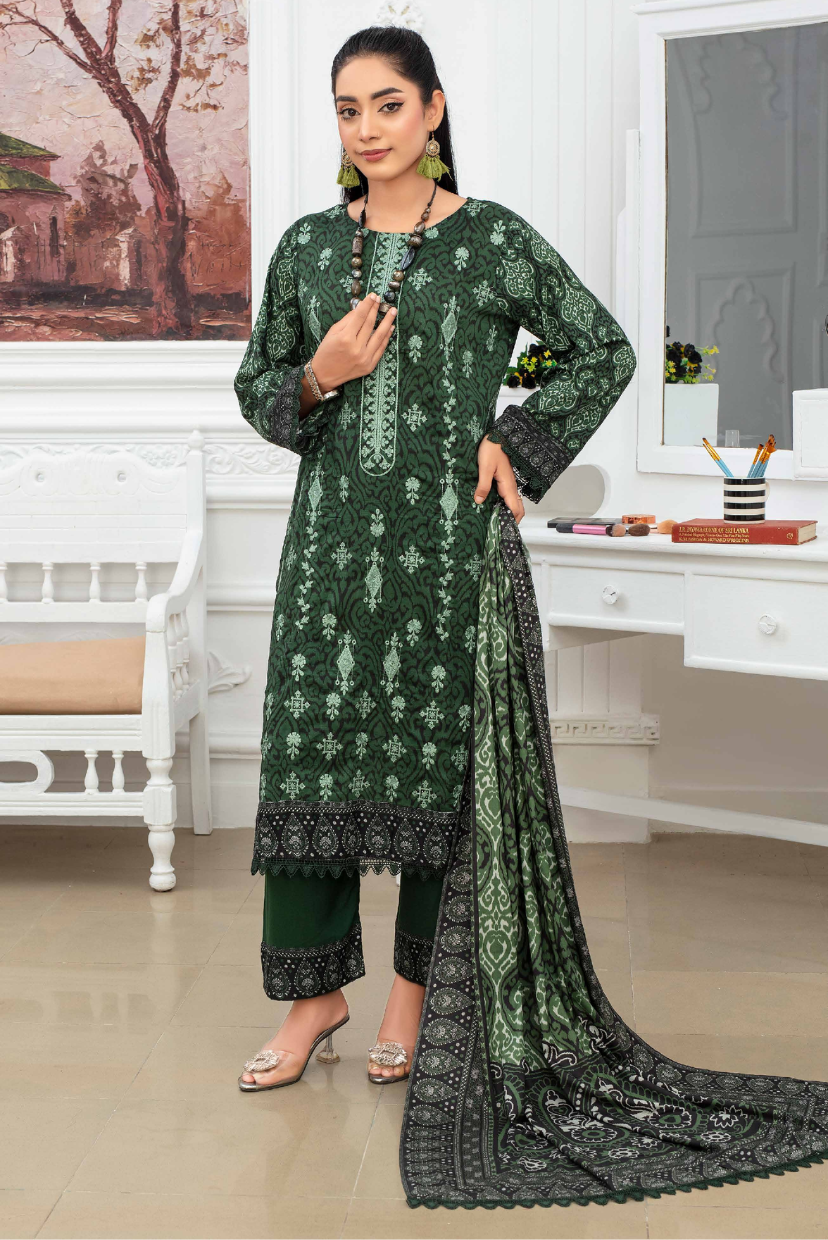 Linen Luxe | 3PC Embroidered & Printed Linen Ensemble
