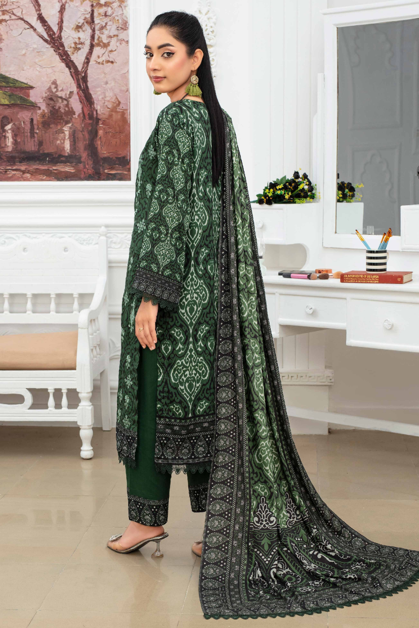 Linen Luxe | 3PC Embroidered & Printed Linen Ensemble
