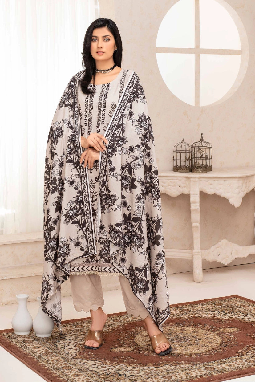 Elegant Digital Printed Slub Linen 3-Piece Suit