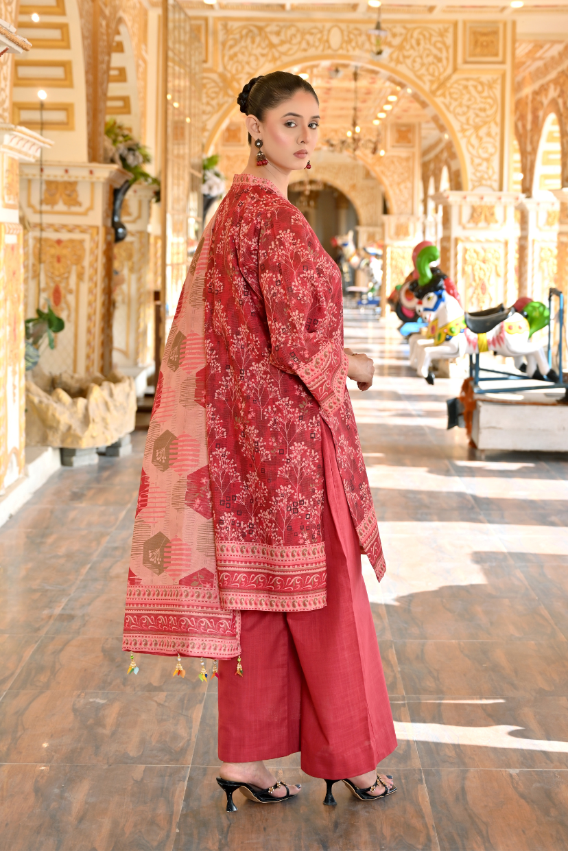 Rosewood Bloom 3-Piece Masoori Khaddar Suit