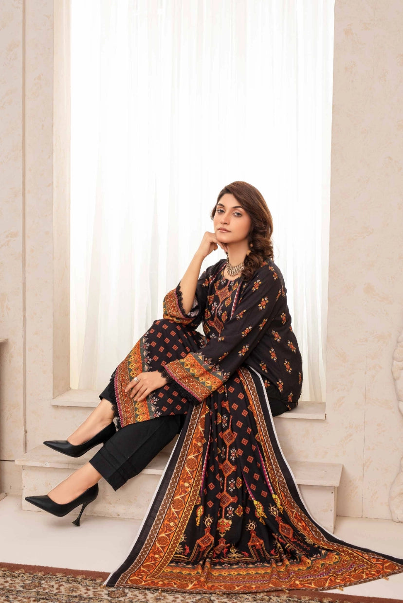 VOL II | Elegant Digital Printed Slub Linen 3-Piece Suit