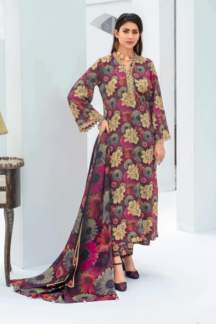 Floral Charm – 3PC Viscose Digital Print Suit