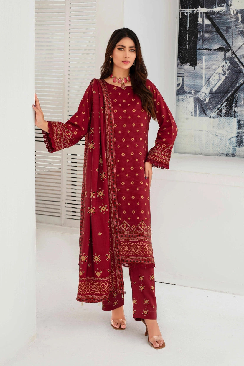 Rosy Radiance – Unstitched Viscose Lawn Set