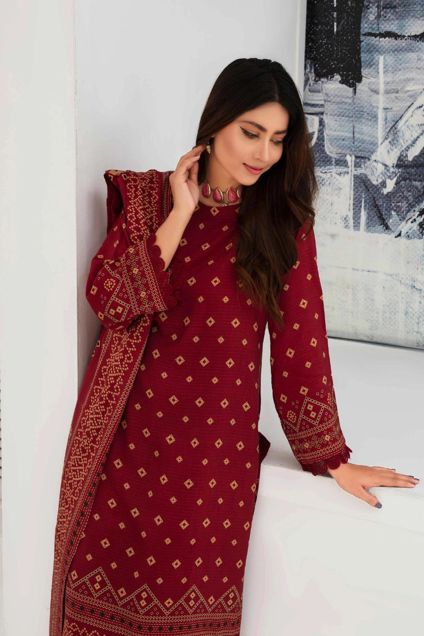 Rosy Radiance – Unstitched Viscose Lawn Set