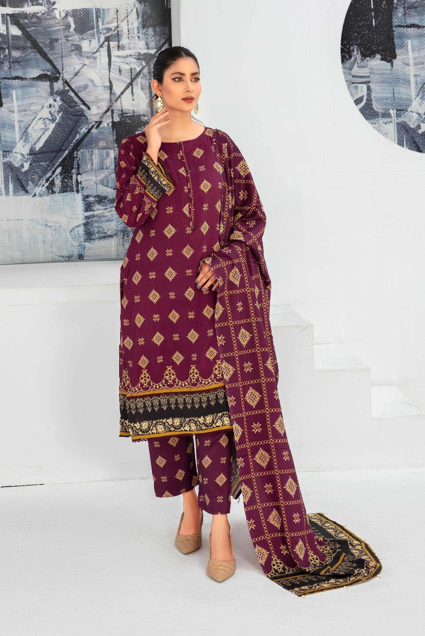 Rosy Radiance – Unstitched Viscose Lawn Set