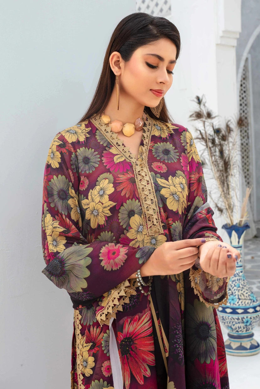 Floral Charm – 3PC Viscose Digital Print Suit