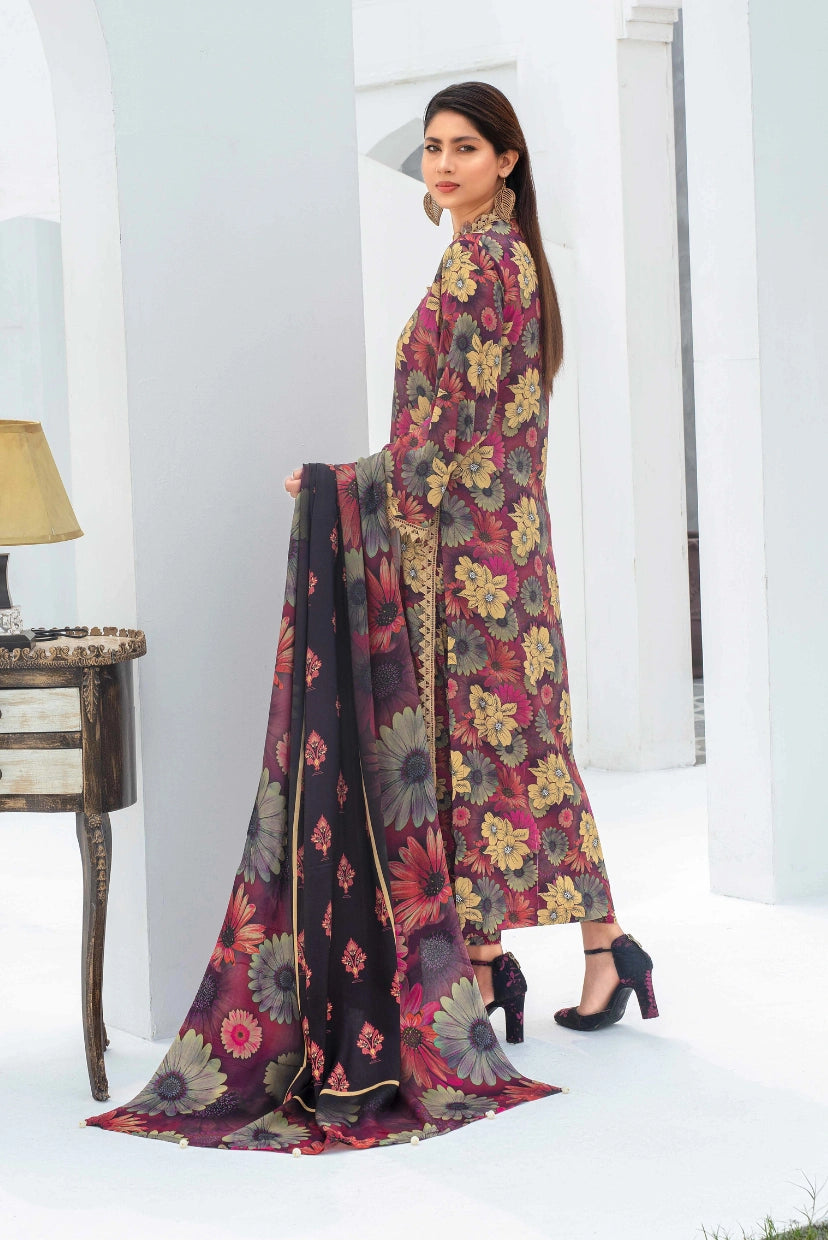 Floral Charm – 3PC Viscose Digital Print Suit
