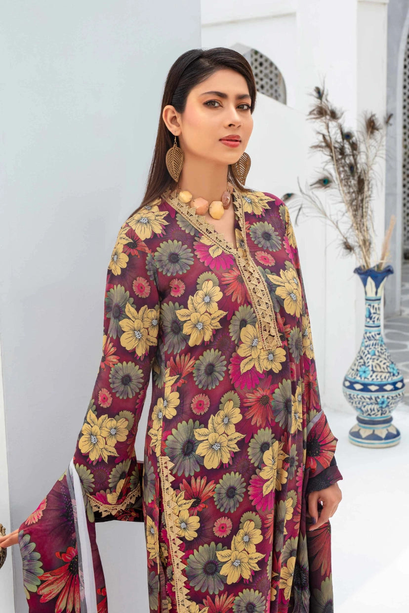 Floral Charm – 3PC Viscose Digital Print Suit