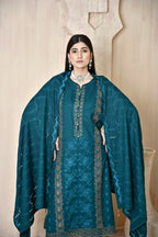 Teal 3-Piece Embroidered Dhanak Suit