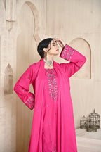 Deep Fuchsia 3-Piece Embroidered Dhanak Suit