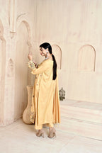 Pale Yellow 3-Piece Embroidered Dhanak Suit