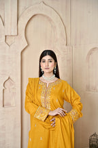 Marigold 3-Piece Embroidered Dhanak Suit