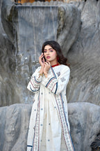Creamy White 3-Piece Embroidered Khaddar Suit