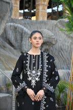 Black 3-Piece Embroidered Khaddar Suit