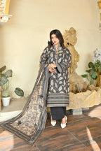 Midnight Cocoa 3-Piece Masoori Khaddar Suit