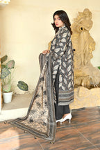 Midnight Cocoa 3-Piece Masoori Khaddar Suit