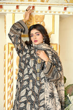 Midnight Cocoa 3-Piece Masoori Khaddar Suit