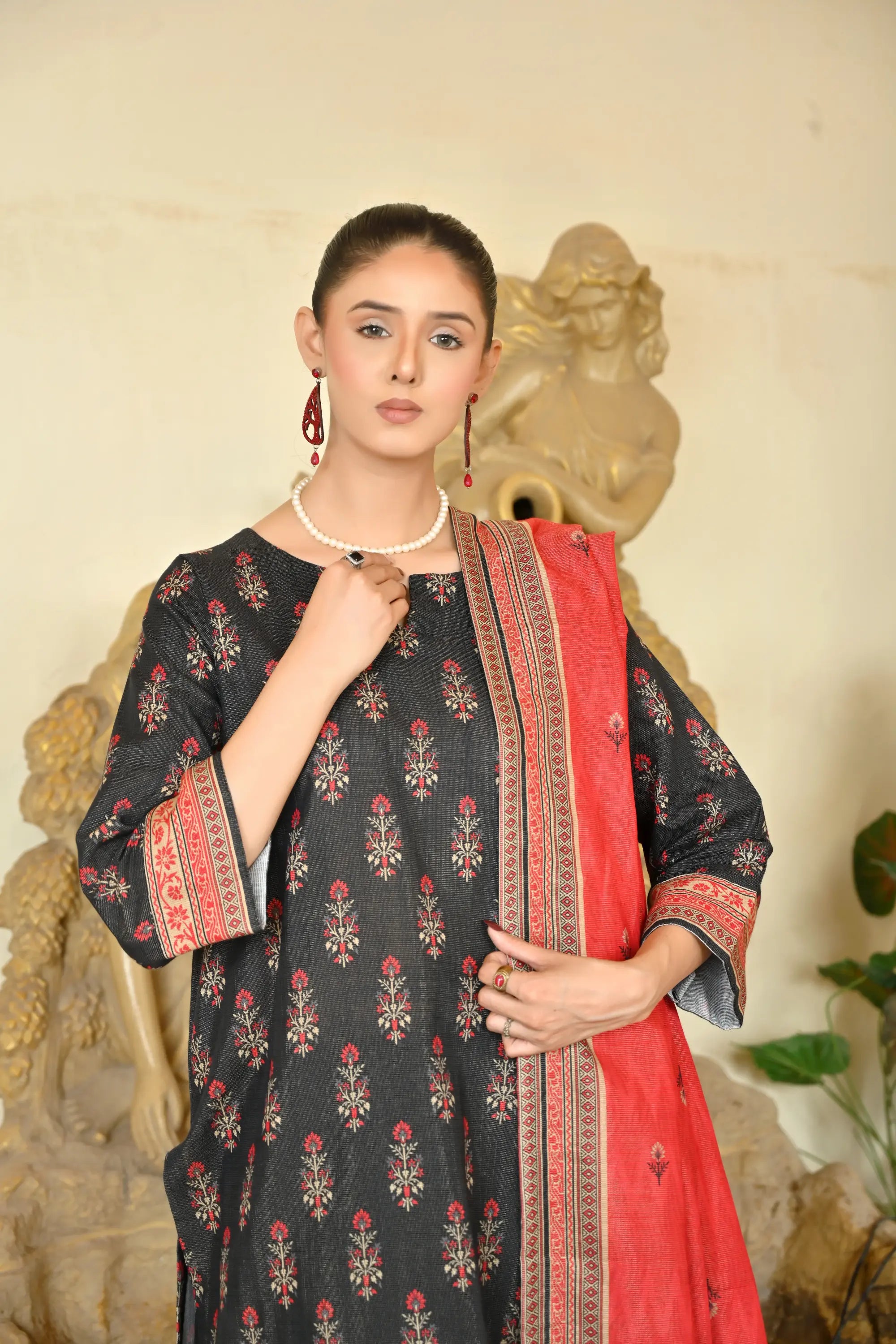 Black Rose 3-Piece Masoori Khaddar Suit