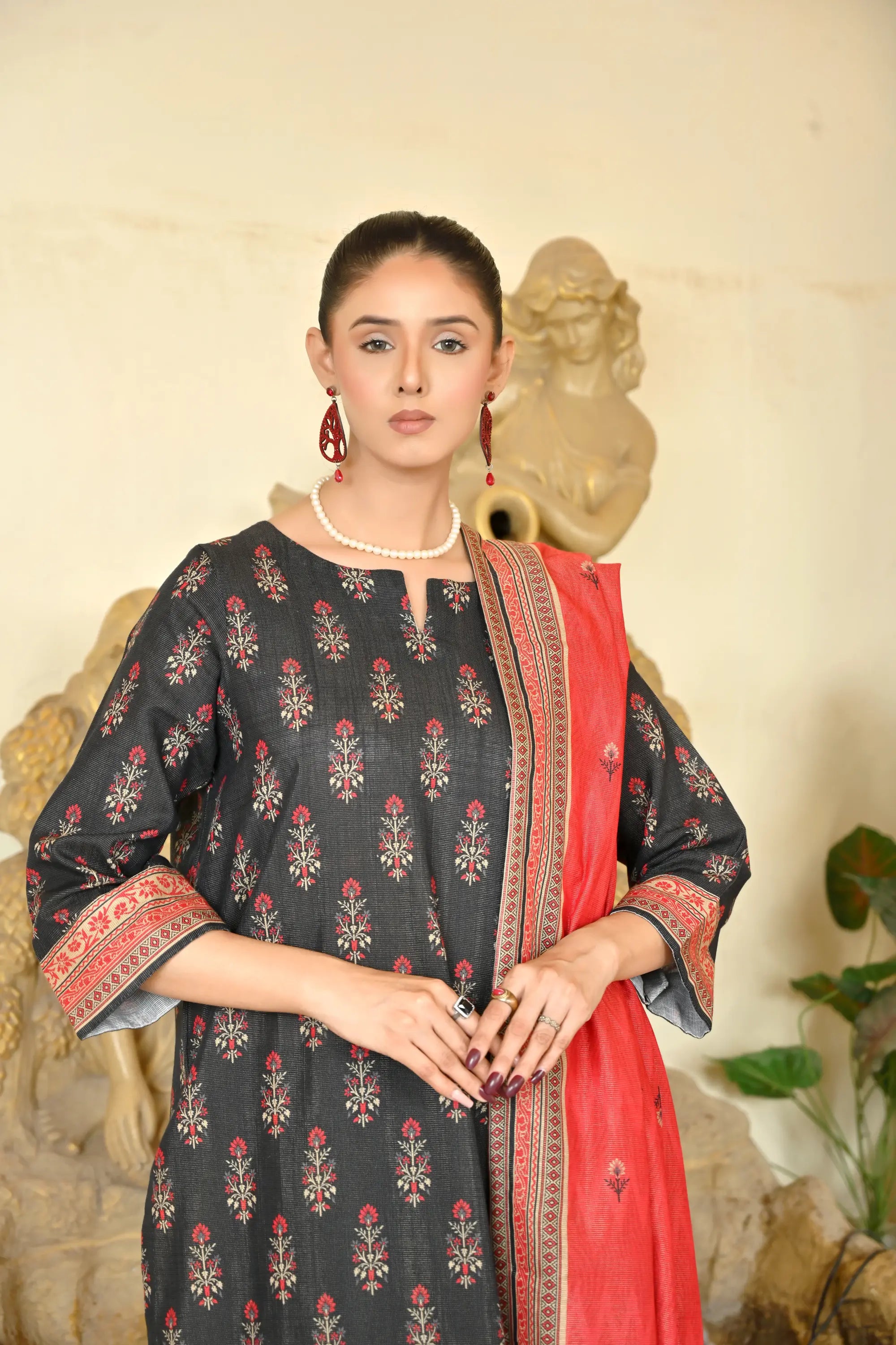 Black Rose 3-Piece Masoori Khaddar Suit