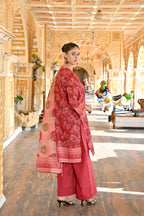 Rosewood Bloom 3-Piece Masoori Khaddar Co-Ord set